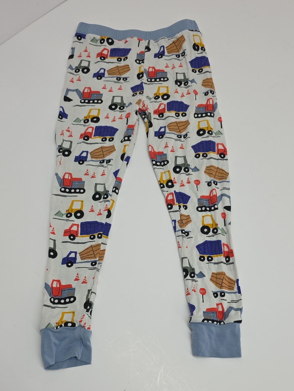 Little Sleepies White Construction Trucks Pajama Bottoms with Blue Trim Size 4T